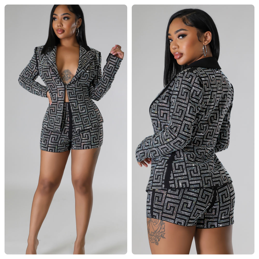 The Sparkle Doll Rhinestone Short Set