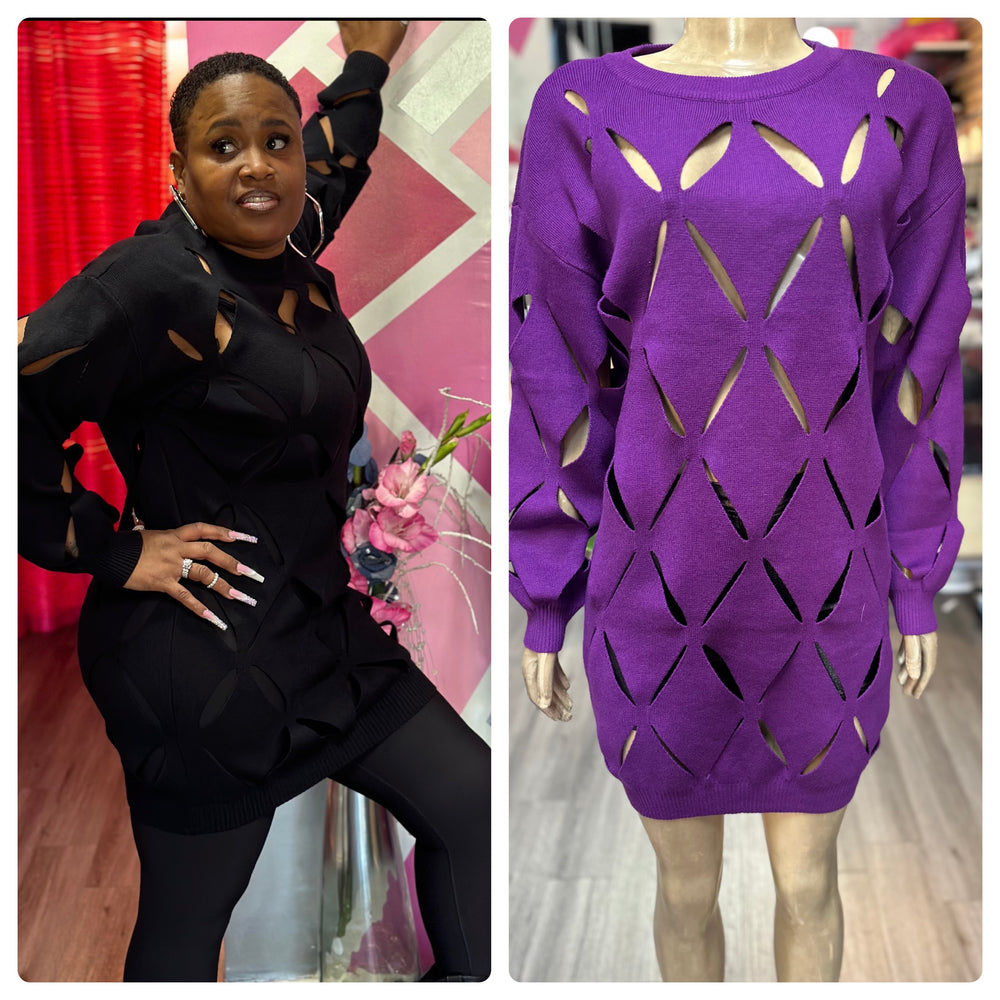 Purple Razor Cut Dress