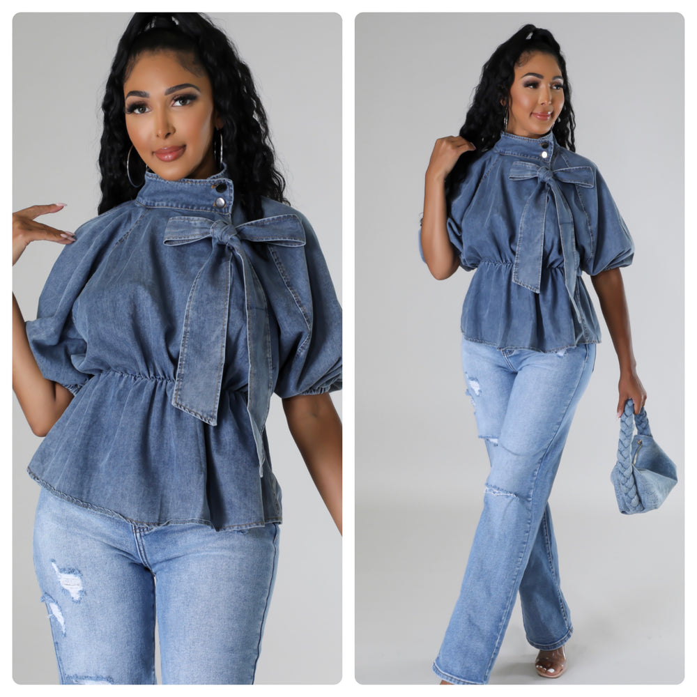 Denim Tie Top