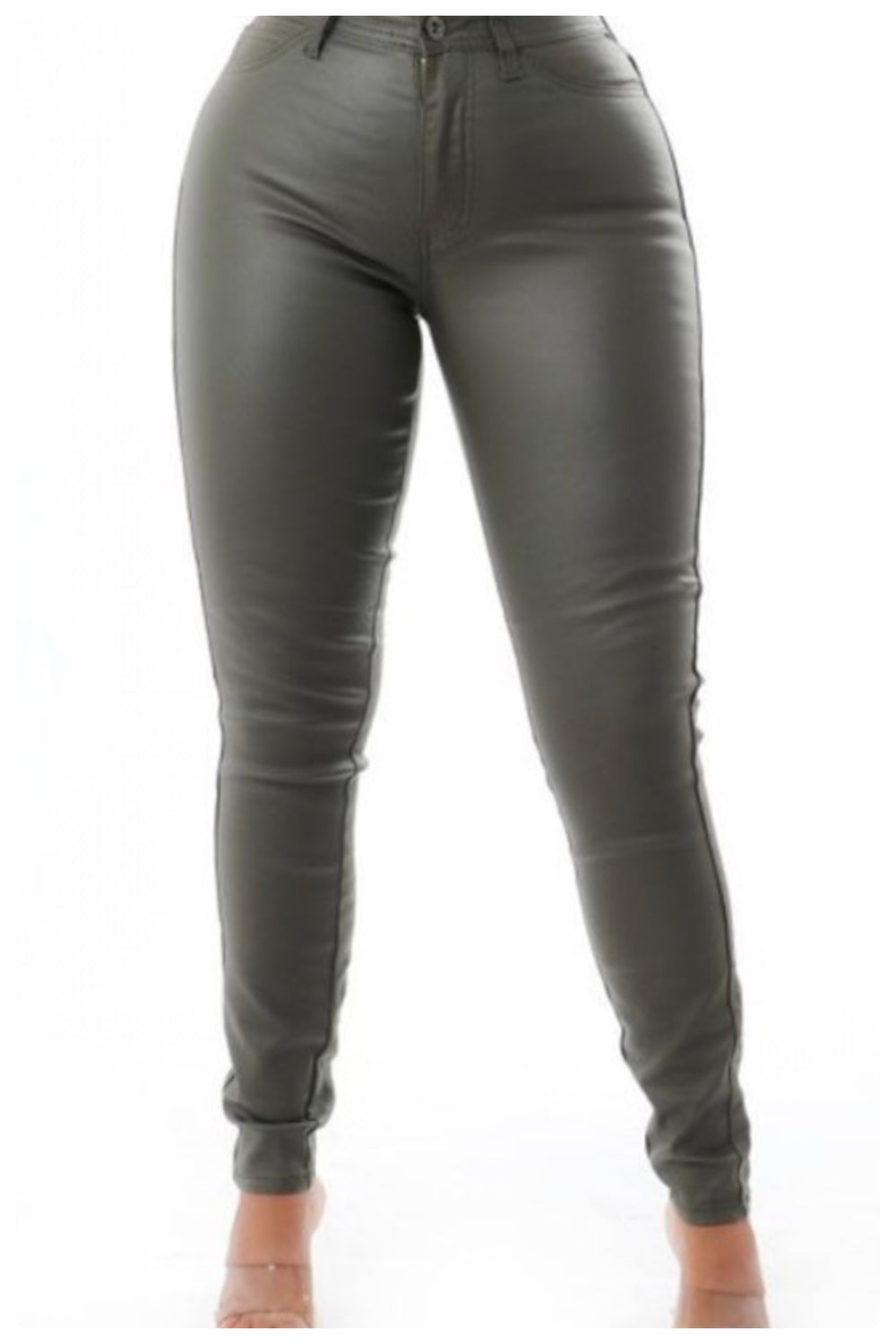 Olive Faux Leather Jeggings